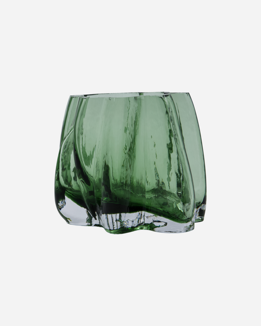 'Curva' glass tea light holder - green - by House Doctor