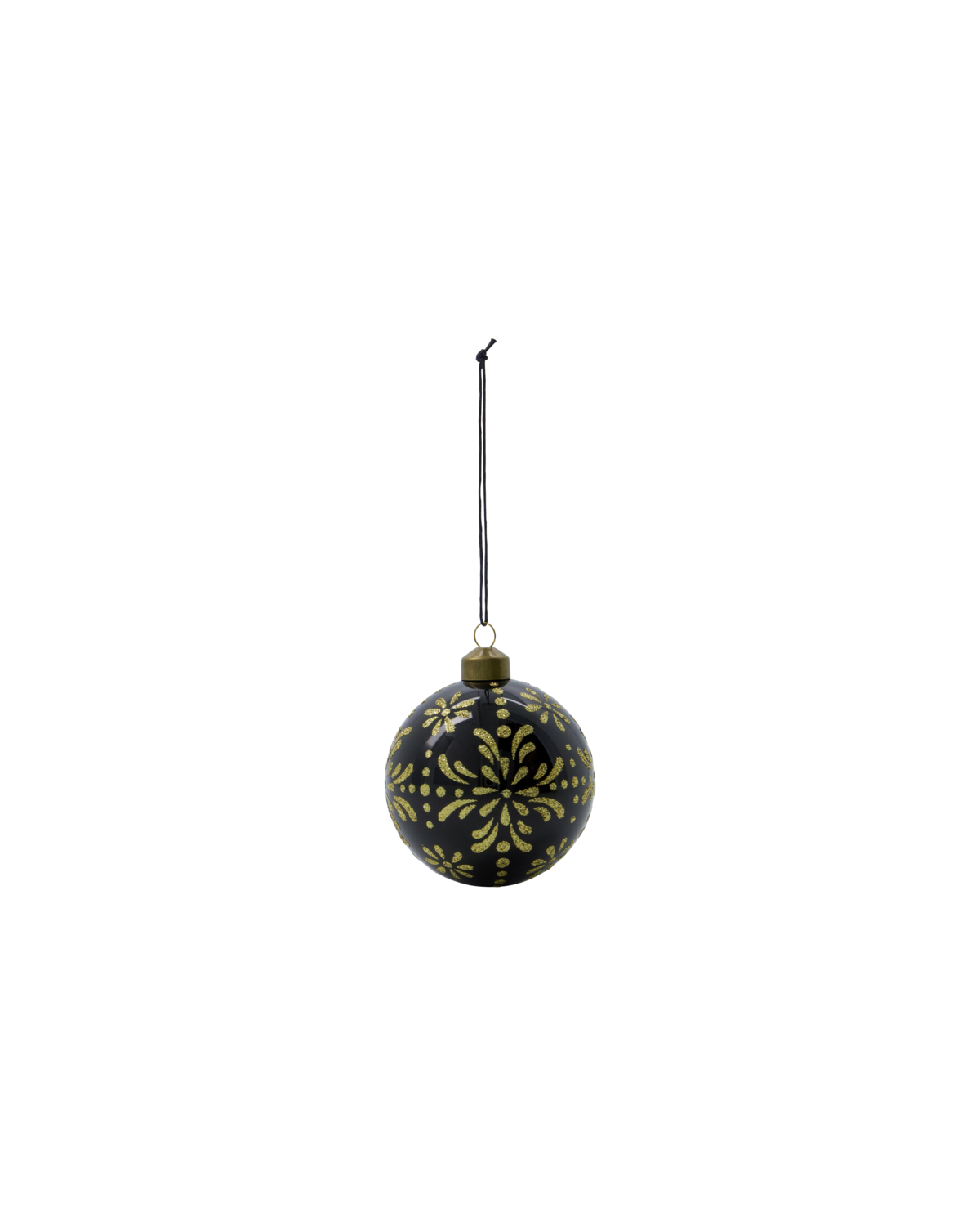 Black and gold floral baubles by House Doctor - set of 4