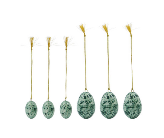 Marbled Easter decorations - set of 6 - green